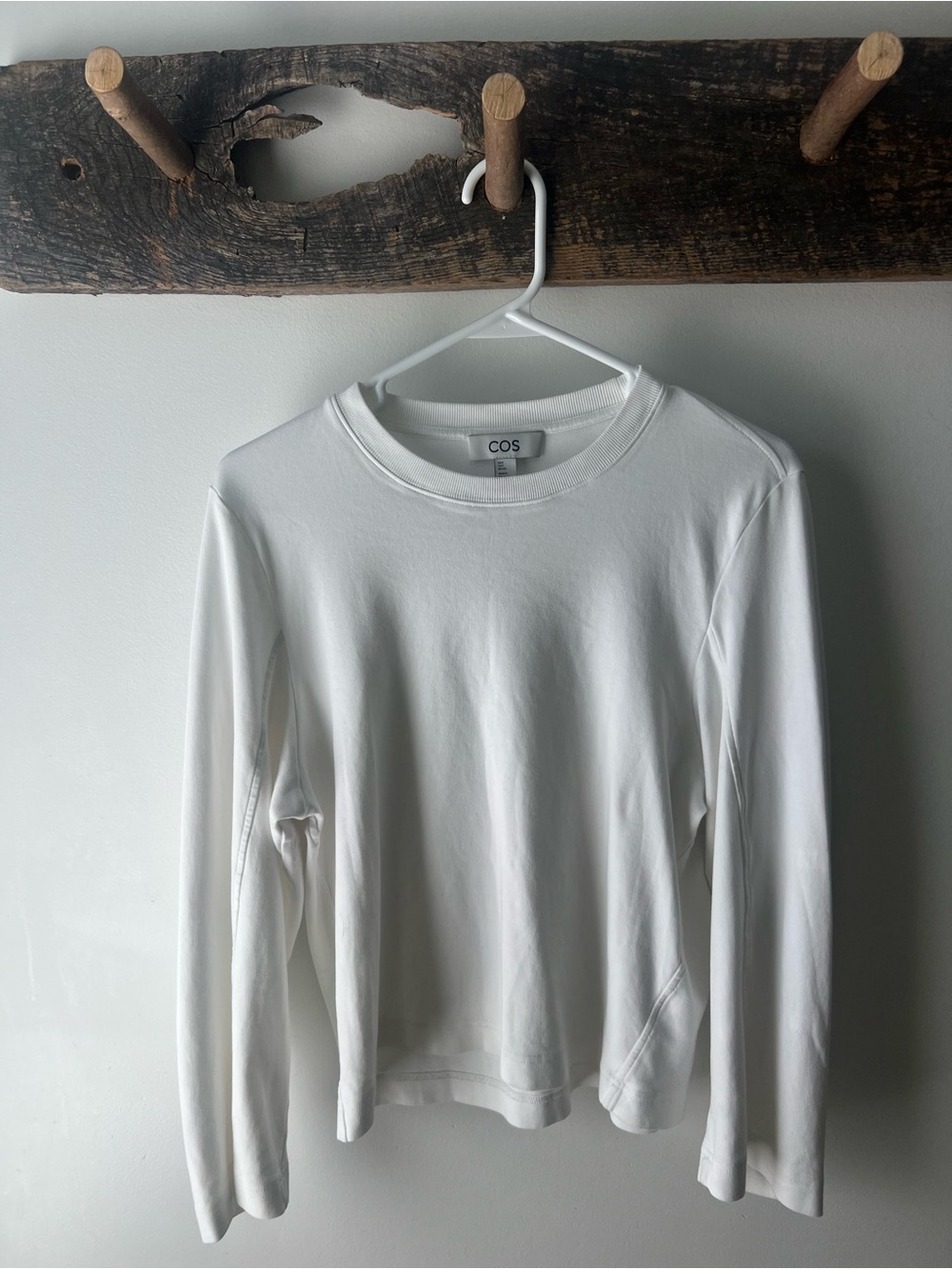 COS Women’s cotton  White Long-Sleeve Crewneck Shirt